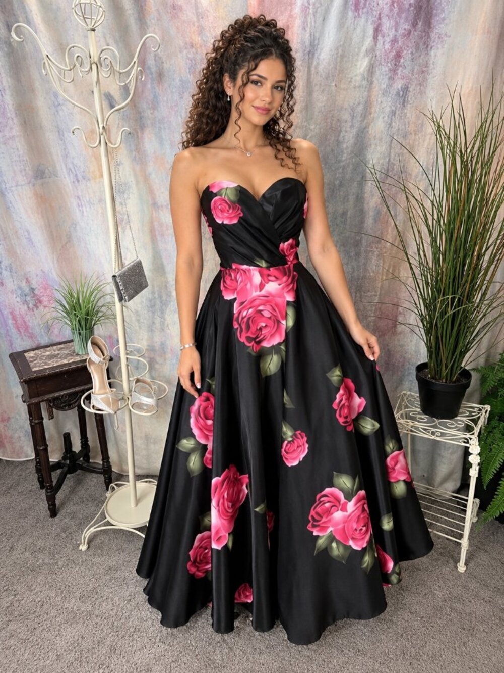 📌Rich's Apparel Eye-Catching Strapless Floral Prom - Formal - Ball Gown
